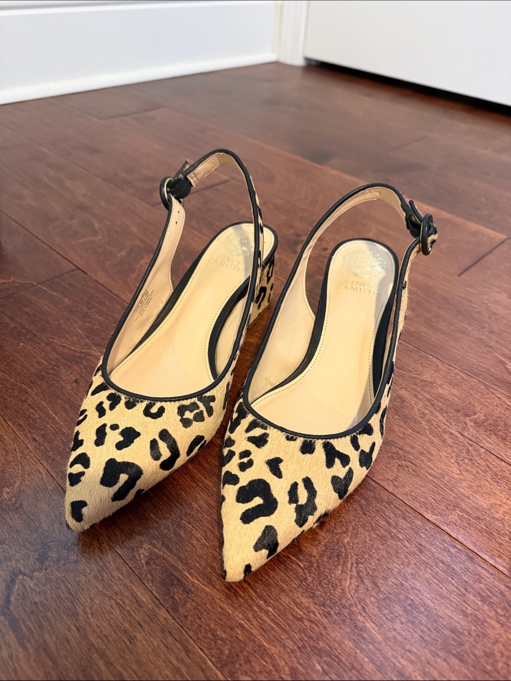 Vince Camuto Leopard Print Slingback Pointed Toe Heels